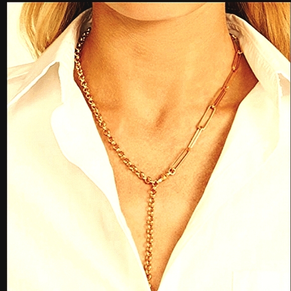 SALE Nwot Maison Irem "Emily" Necklace, Mixed Chain 18k Flash Finish Yellow Gold - Picture 2 of 6